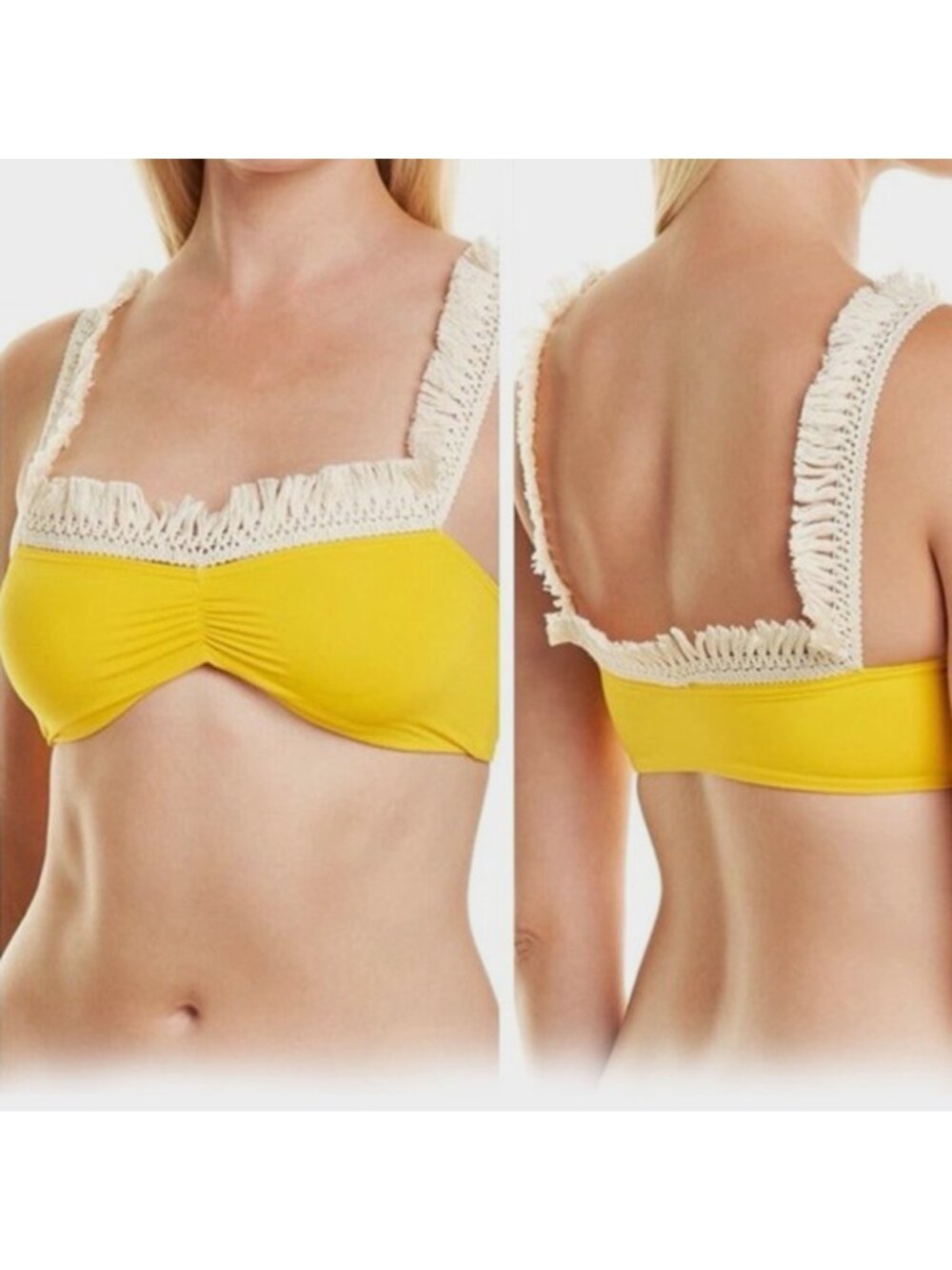 We Wore What Tassel Bikini Top Detail Bandeau Swim Top Yellow 088 Saffron XS